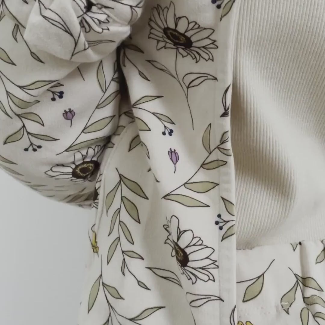 BANA Long Sleeve, organic bodysuit for disabled children - Sand Beige (snap button connection with Tops)