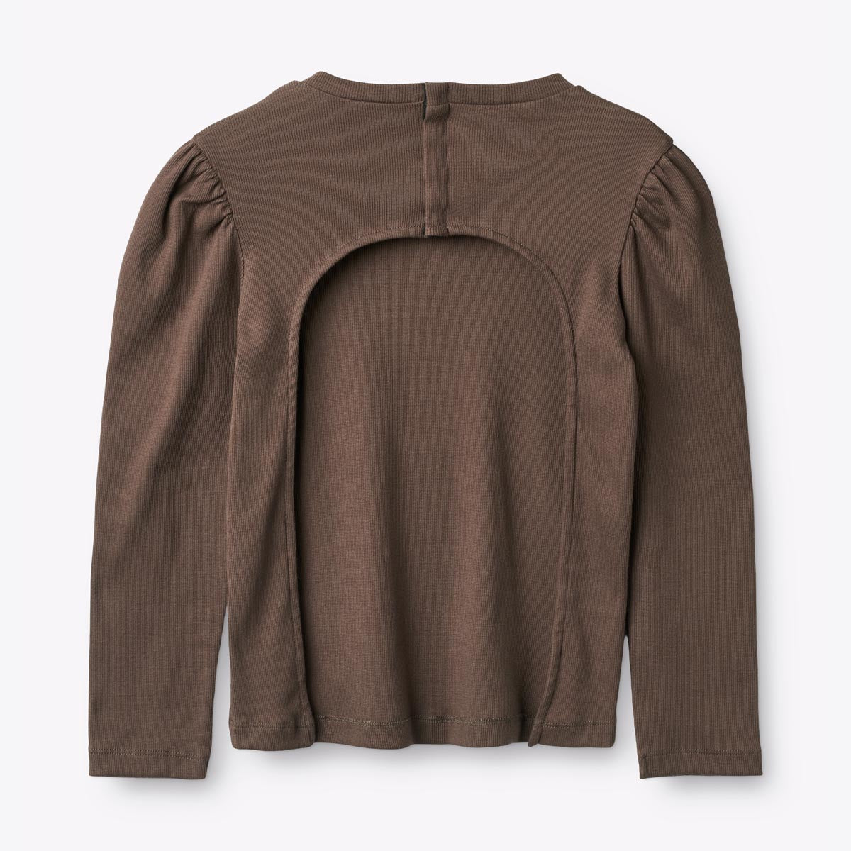 ABELLIN Long Sleeve, organic t-shirt for disabled children - Chocolate Brown (open back for wheelchair users)